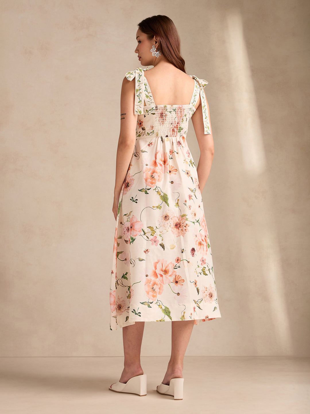 Multi Aline Printed Poly Slub Dress