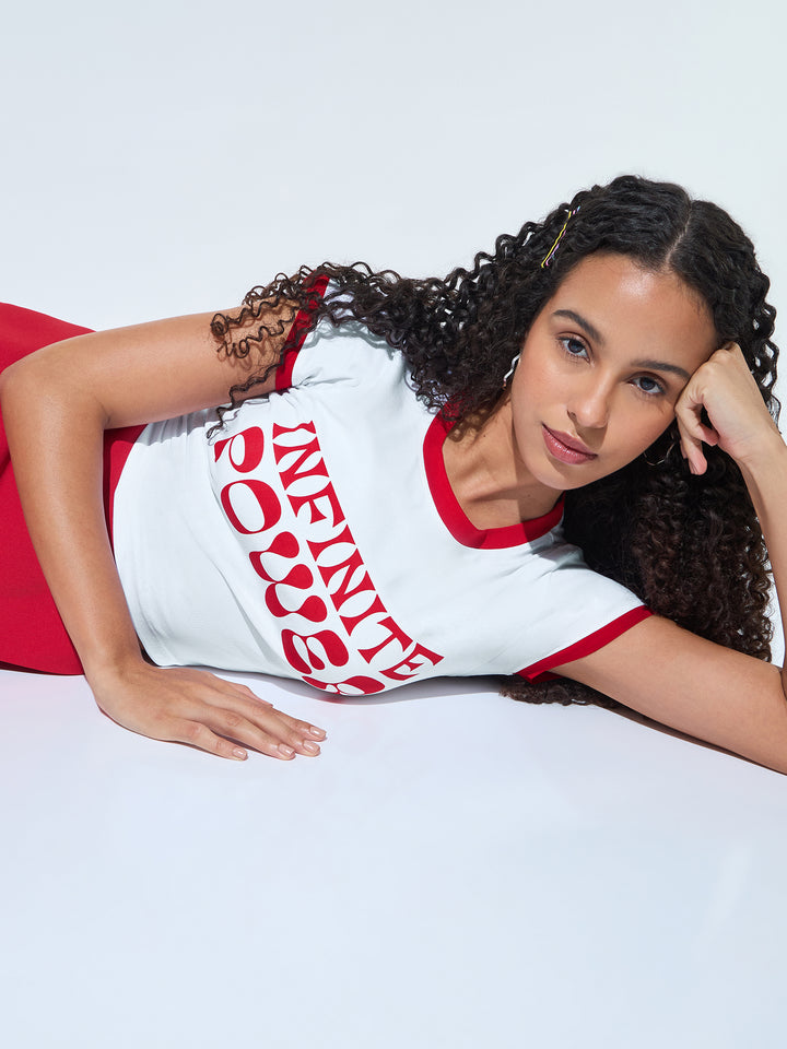 White Crew Neck Graphic Tshirt