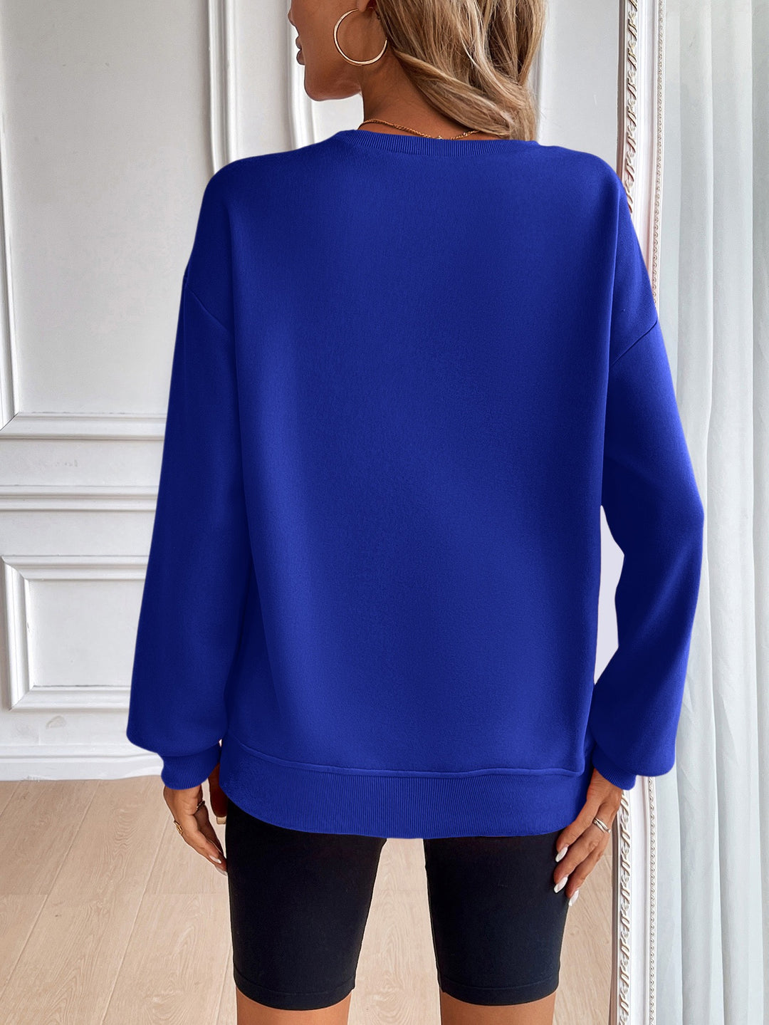 Blue Shouler Drop Pullover