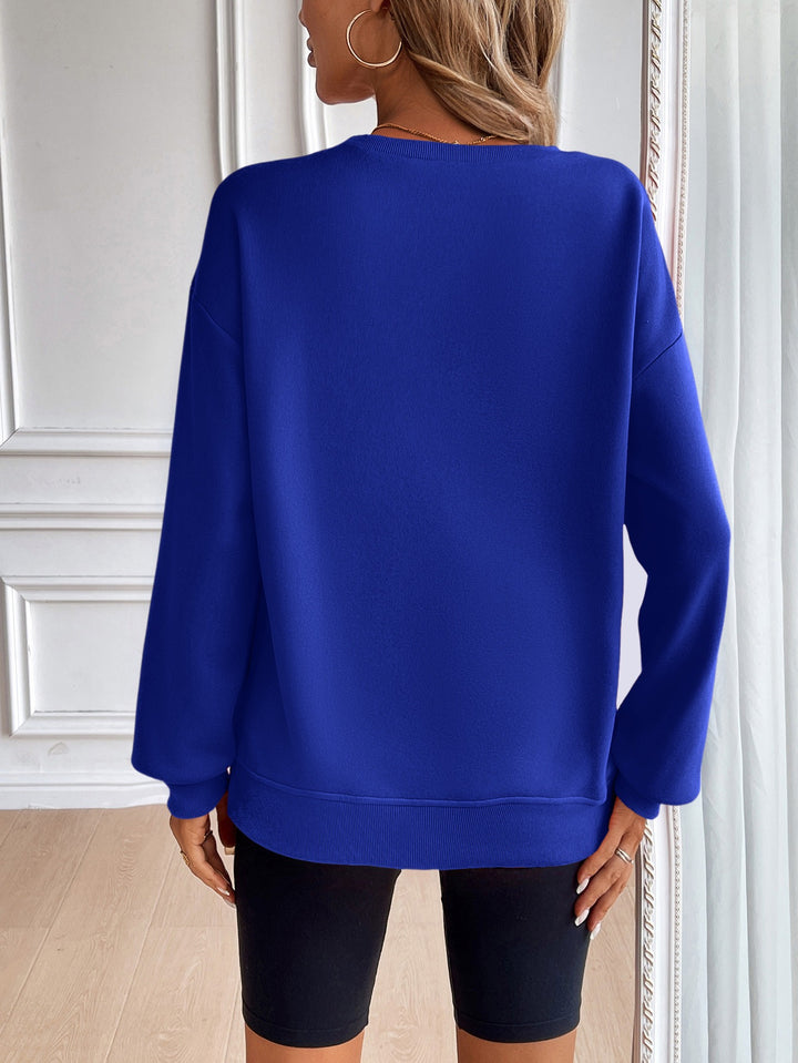 Blue Shouler Drop Pullover