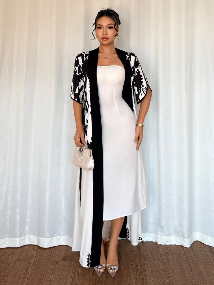 White Printed Wrap Dress