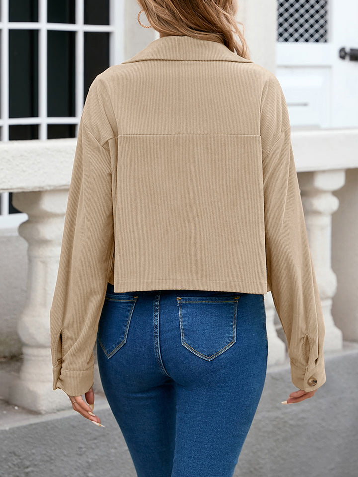 Cream Full Sleeve Front Button Shacket
