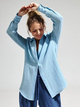 Blue Full Sleeve Collarded Solid Shirt