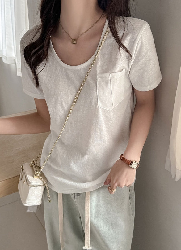 White Scoop Neck Relaxed Fit T-Shirt