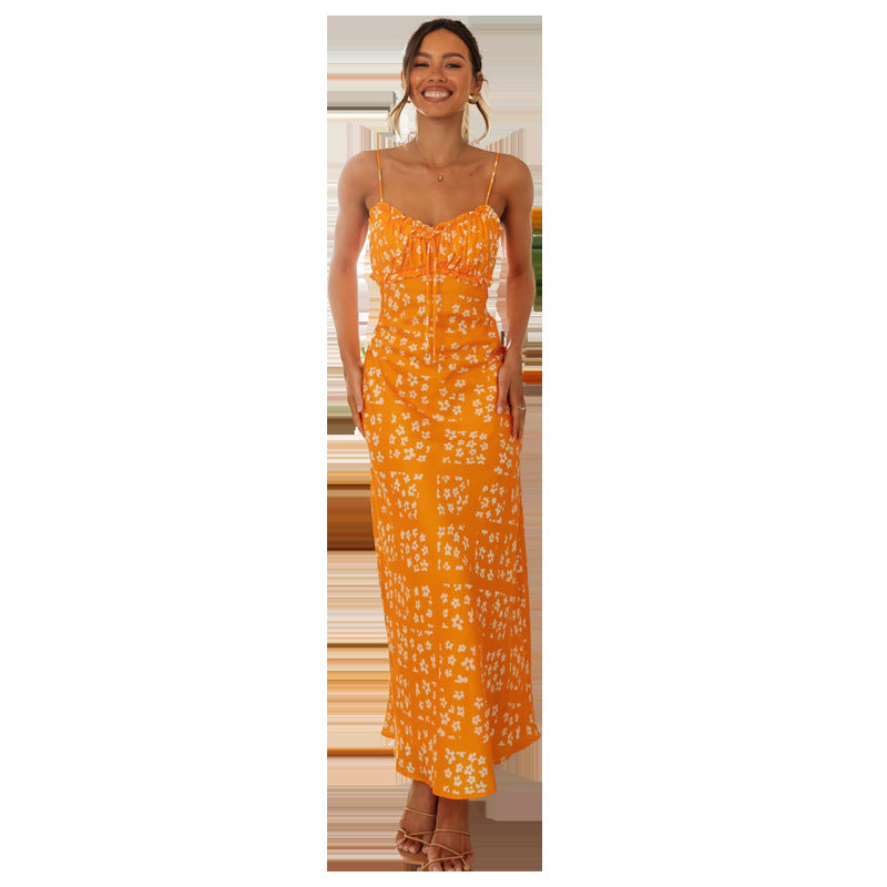 Mustard Sweetheart Neck Line Strappy Dress
