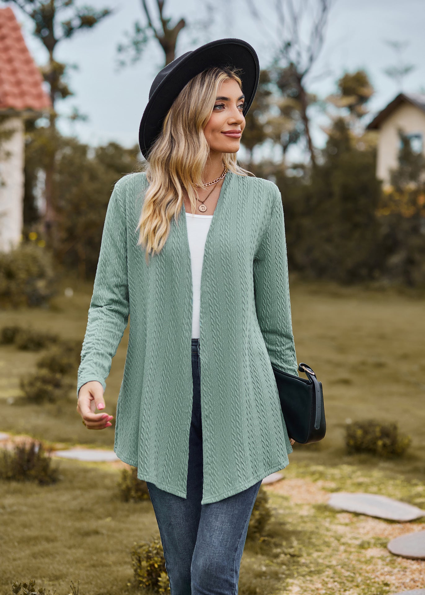 Sea Green Solid Textured Shrug