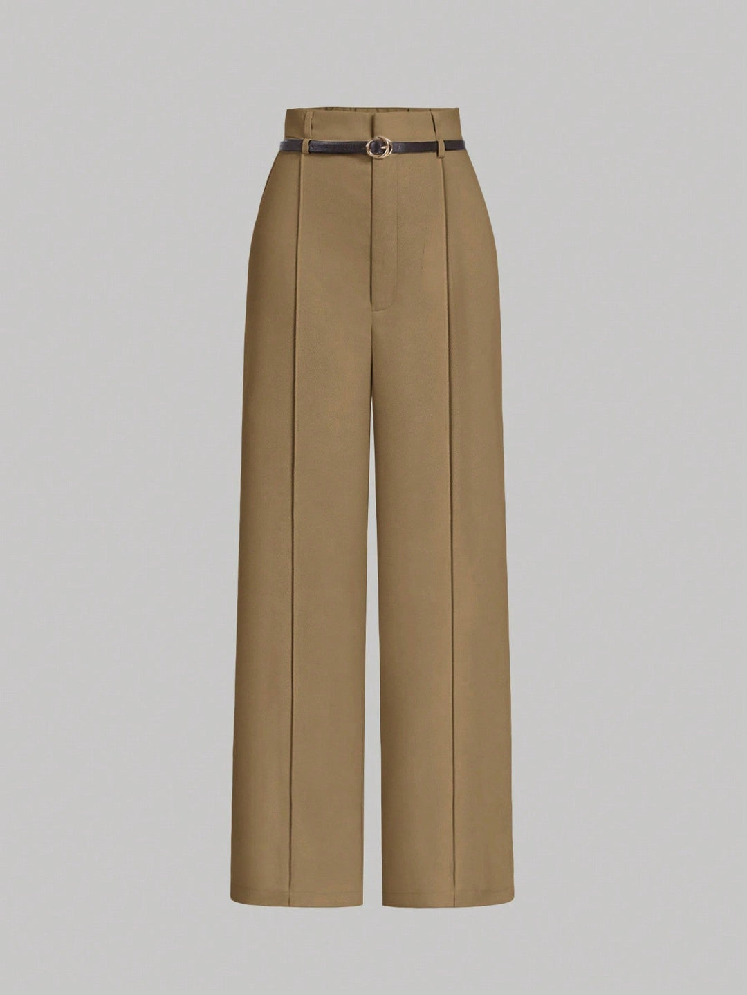 Beige High Waist Front Pleated Pant