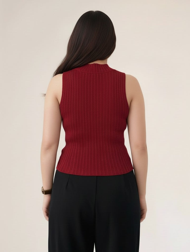 Wine Polo Flat Knit Tank