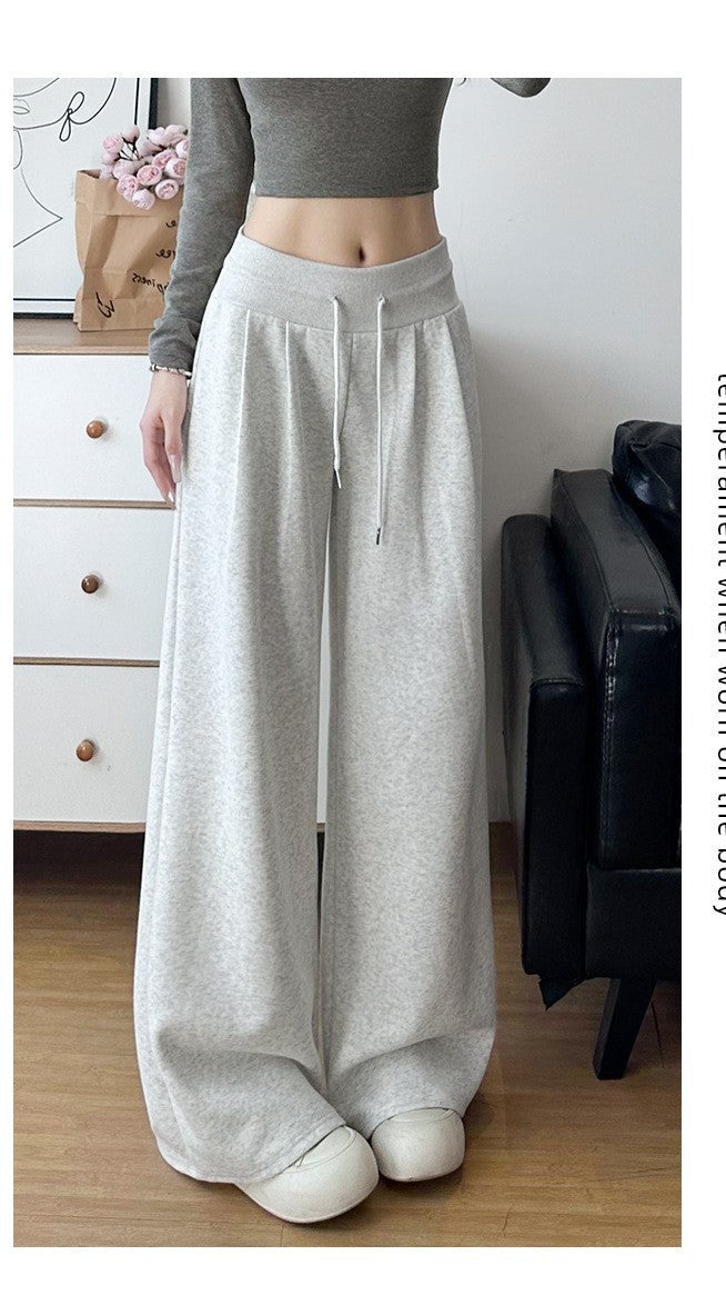 Grey High Waist Barrel Style Double Pleated Sweatpant