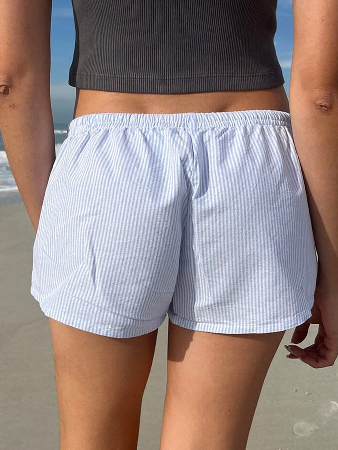 Light Blue Elasticated Drawstring Relaxed Fit Shorts
