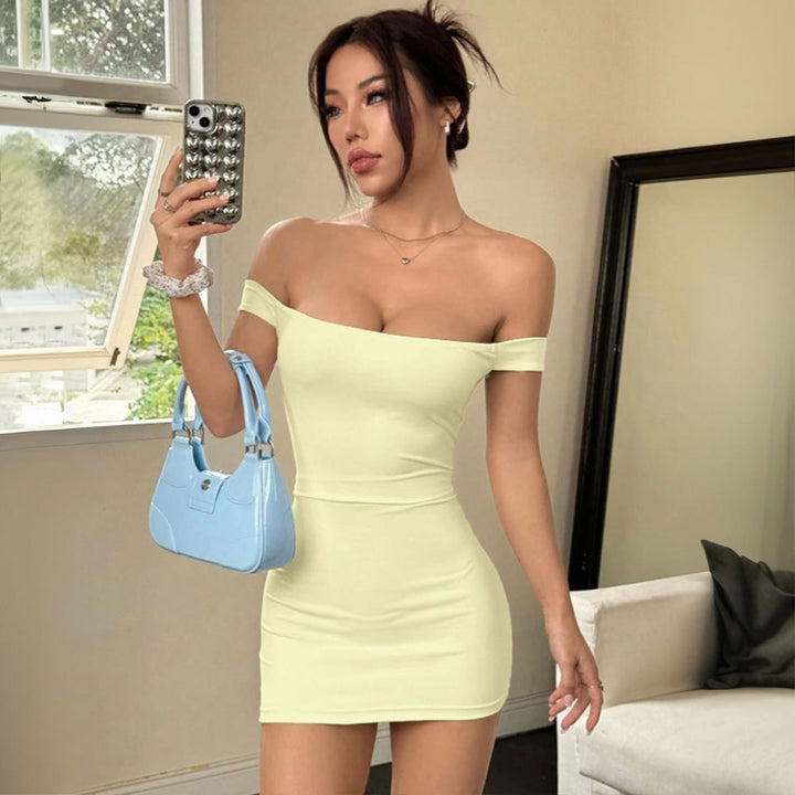 Cream Off Shoulder Fitted Dress