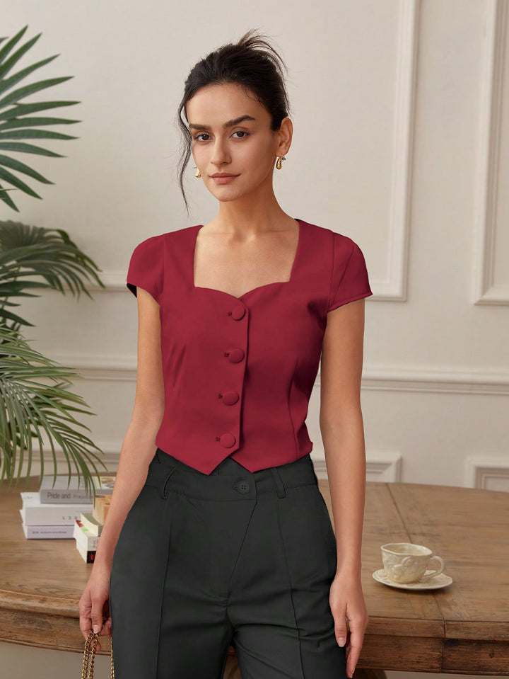 Red Front Button  Top