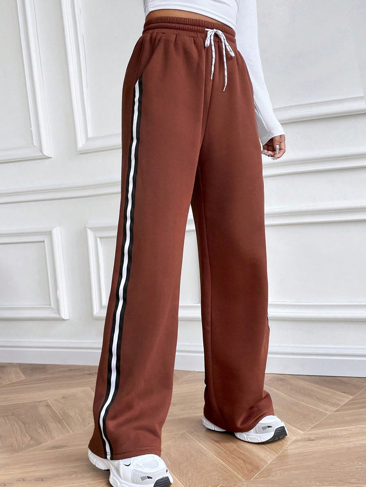 Brown Side Taped Up Sweatpants