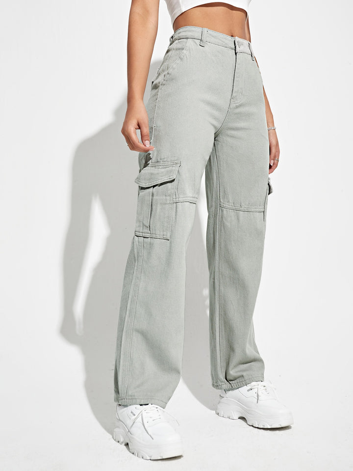 Grey Cargo Pocket Detailed Jeans
