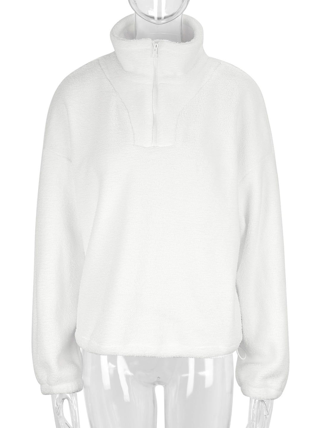 White Full sleeve big collar sweatshirt