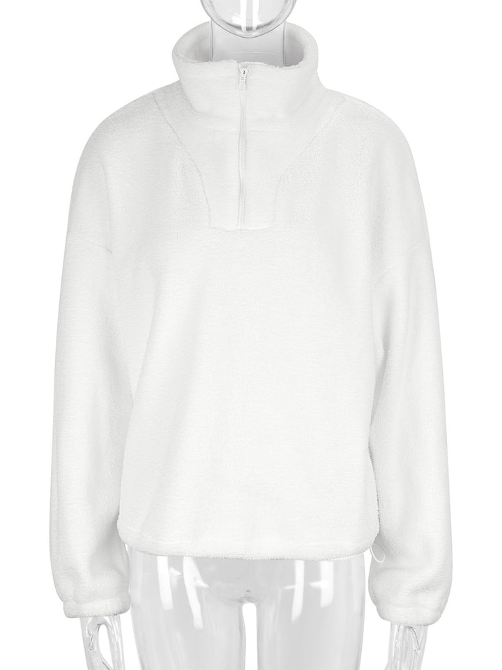 White Full sleeve big collar sweatshirt