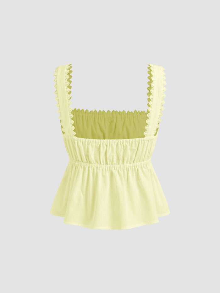 Yellow Zig Zag Strap Front Tie Up Top