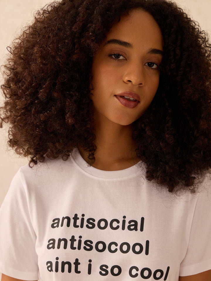 White Regular Fit Graphic Tshirt