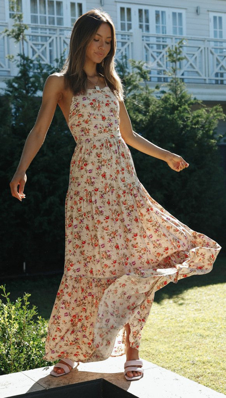 Multi Backless Printed Tie Up Dress