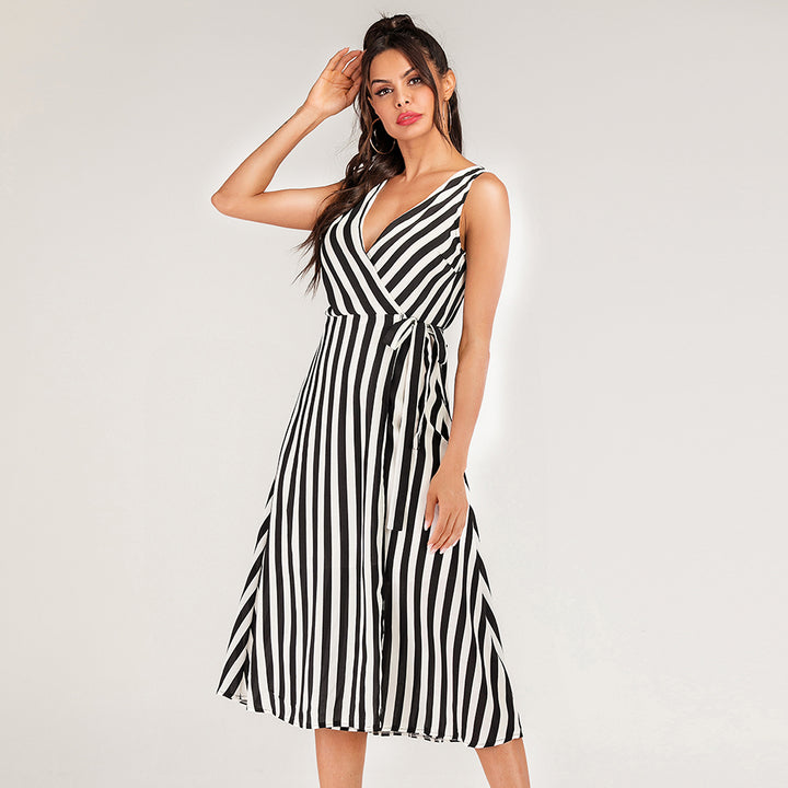 Black Sleeveless Wrap Dress