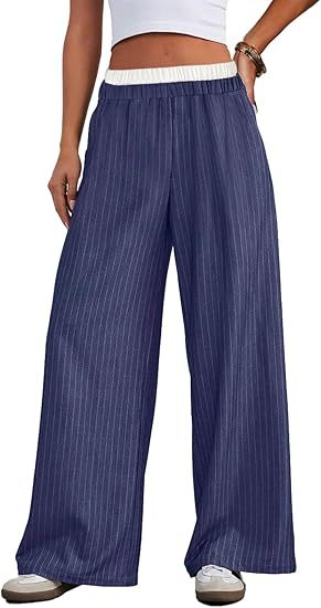 Navy Blue Contrast Wasit Band Straight Fit
