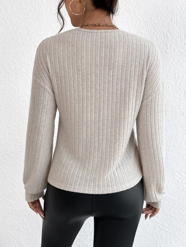 Cream Knit Wrap Top