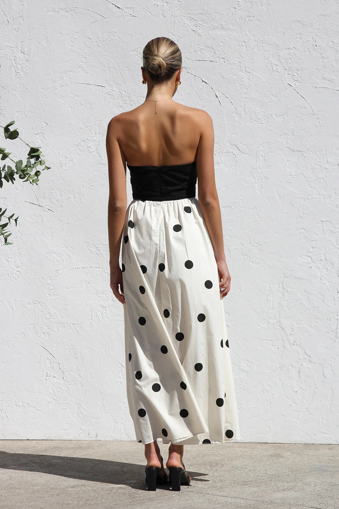 White Strapless Polka Dot Dress