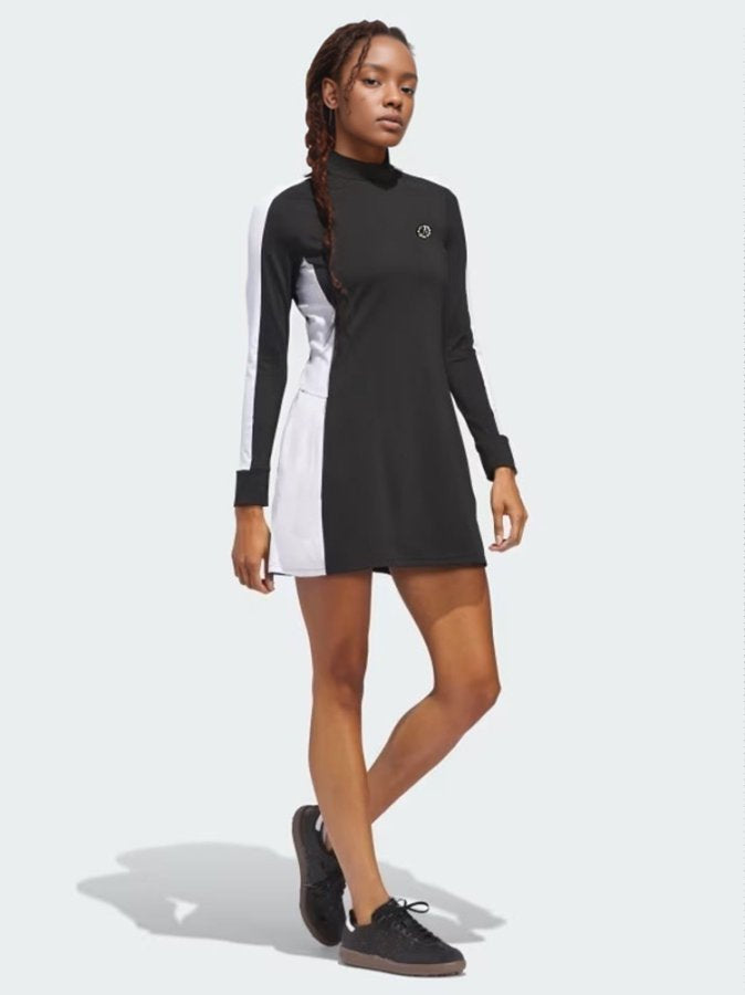 Black Full Panel Sleeve High Neck Dress