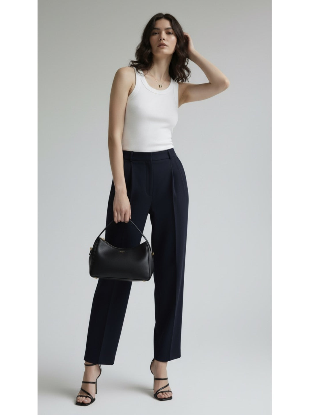 White Solid Ribbed Tank Top