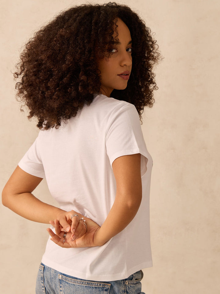 White Regular Fit Graphic Tshirt