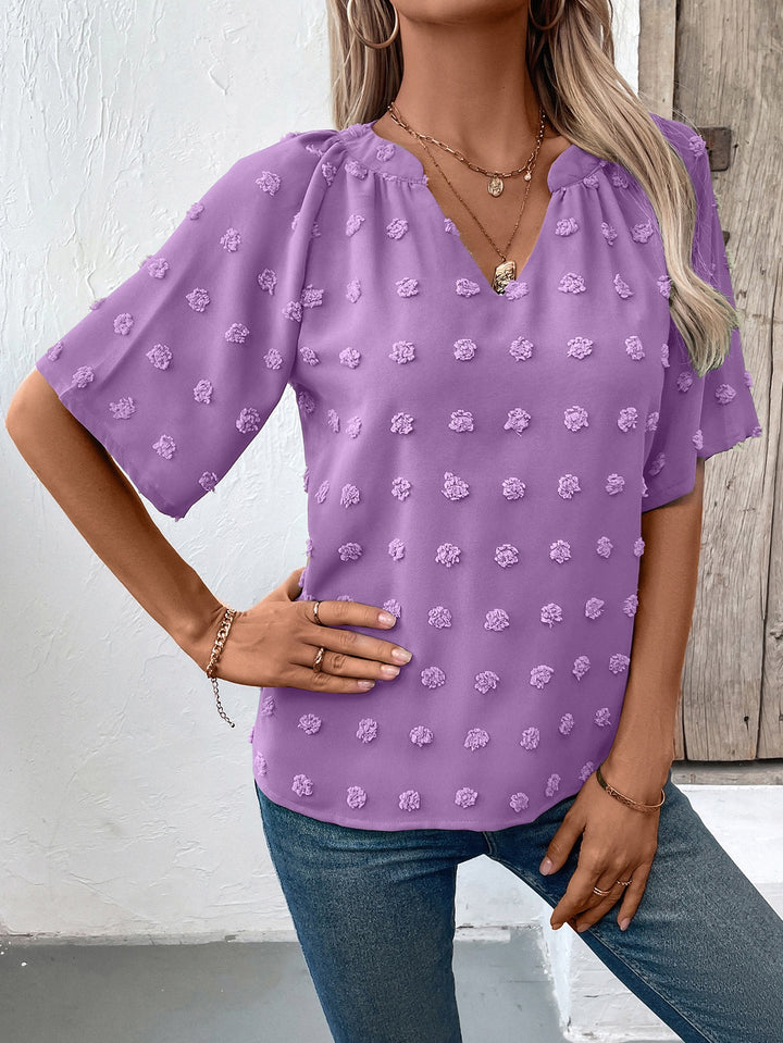 Purple V- Neck Short Sleeve Top