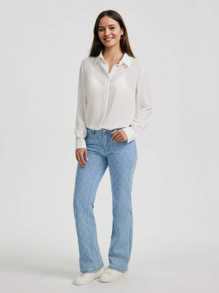 White Front Buttoned Full Sleeve Shirt