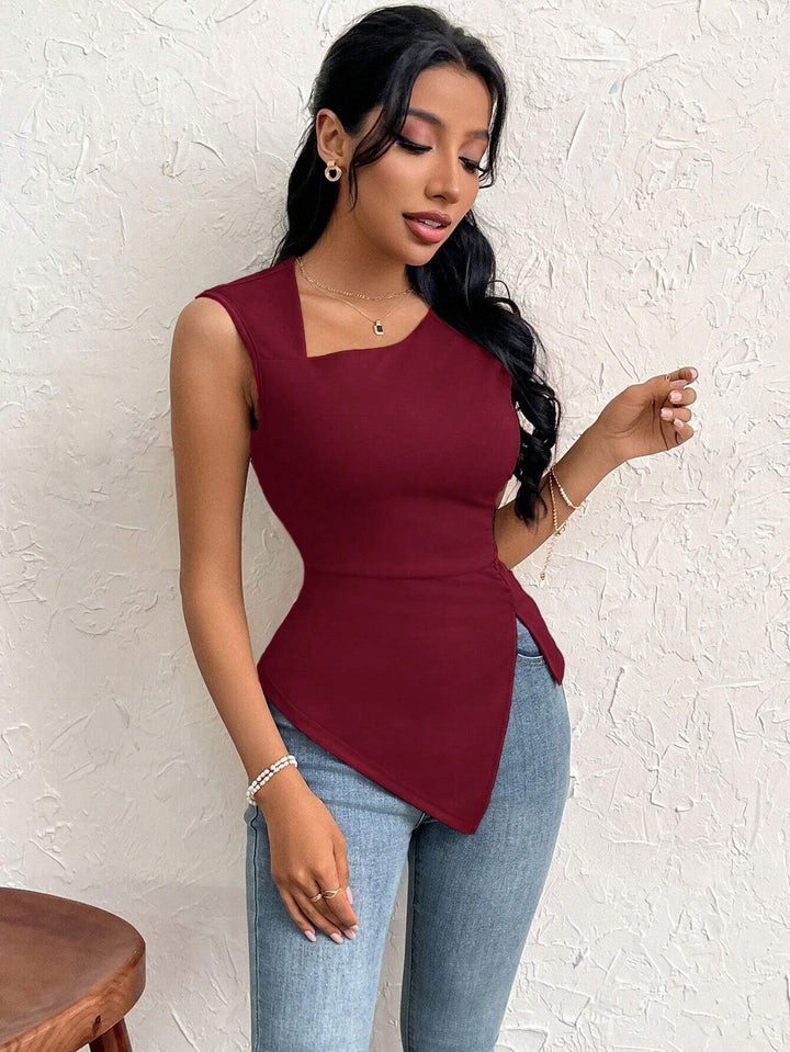 Red Sleeveless Cut-Out Detail Dress