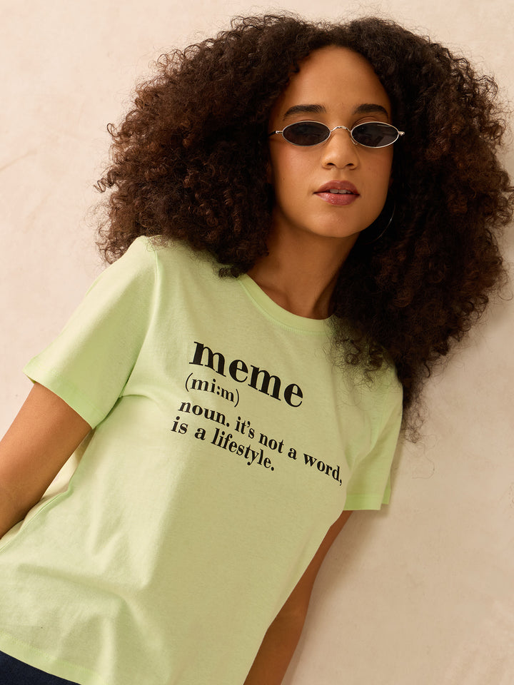 Lime Regular Fit Graphic Tshirt