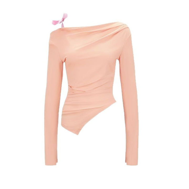 Pink Cold Shoulder Tie Up Top