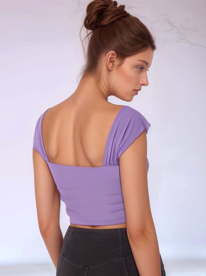 Purple Cap Sleeve Fitted Top