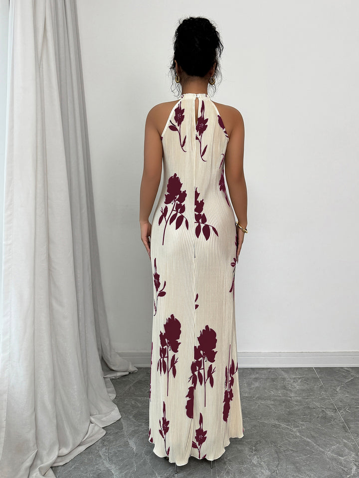 White Halter Neck Maxi Dress