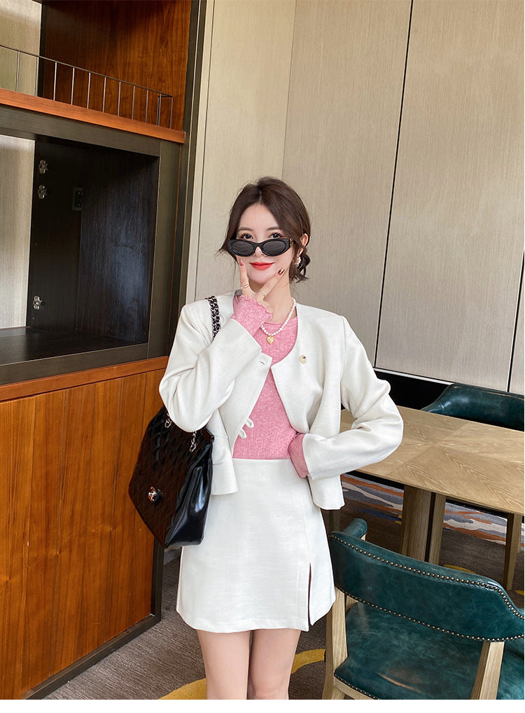 Pink Full Sleeve Scallop Hem Mock Neck Fitted Top