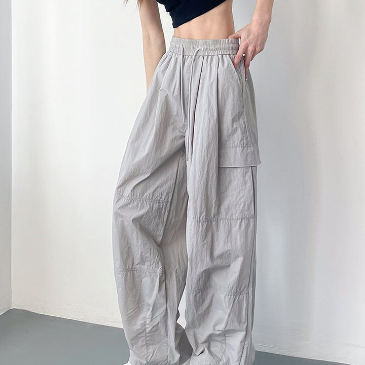 Grey Pin Tucked Baggy Joggers