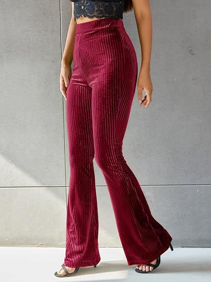 Burgundy Fitted And Flared Trouser