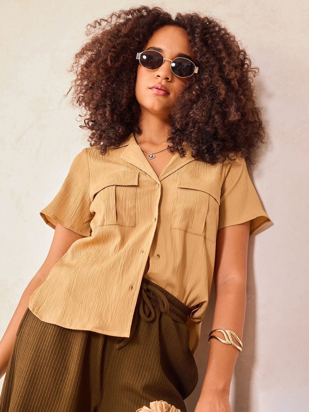 Beige Utility Detail Shirt
