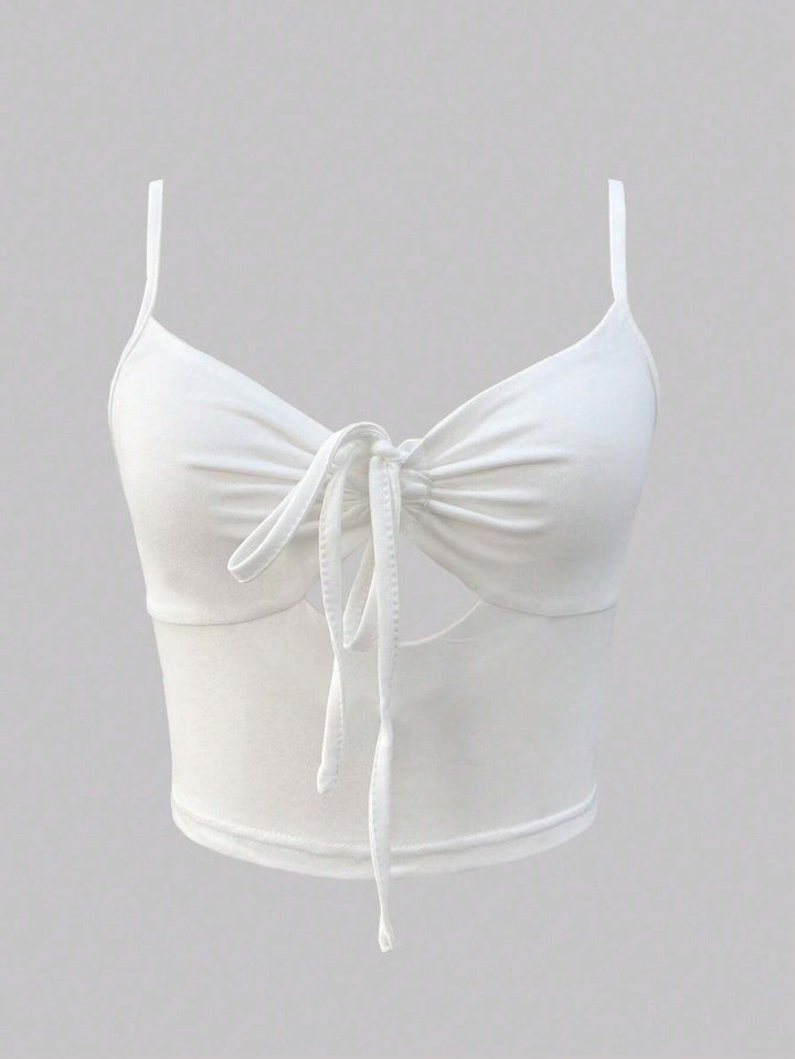 White Double Cut Out Tie Up Camisole