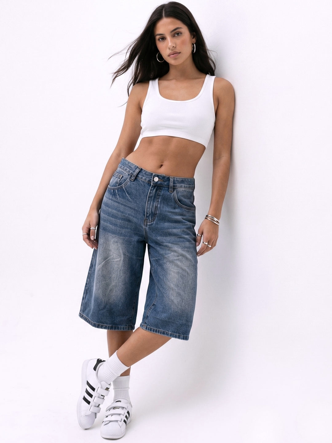 Blue Faded Bermuda Shorts