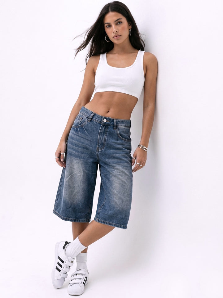 Blue Faded Bermuda Shorts