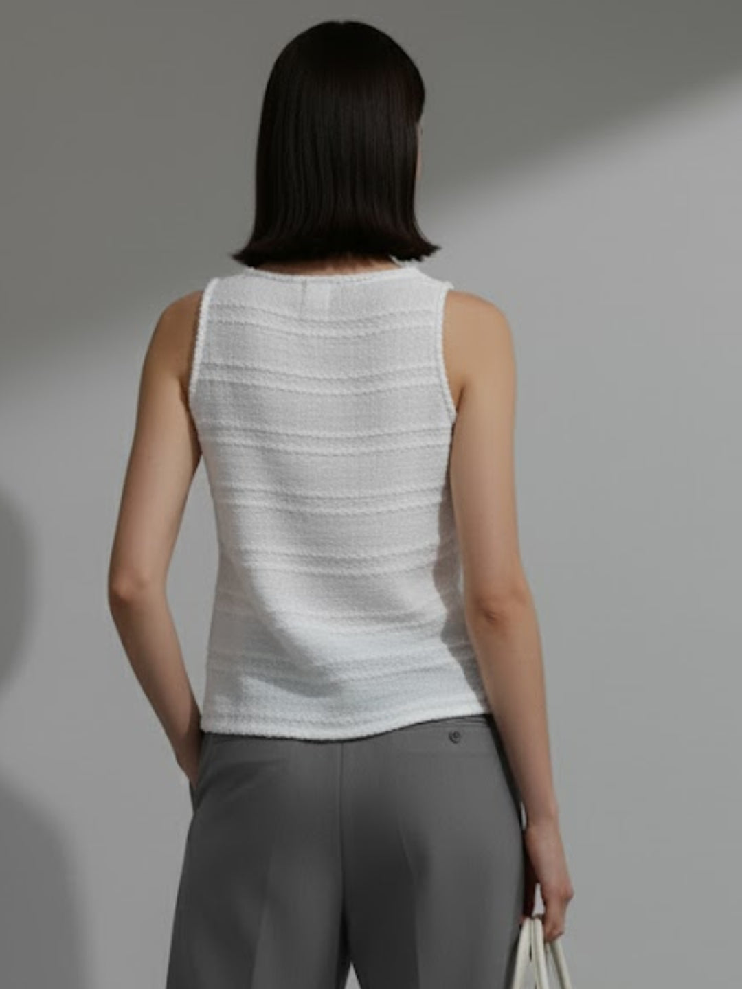 White Round Neck Vest Top