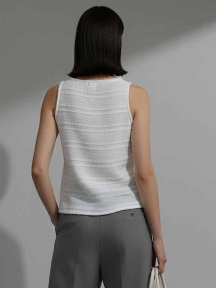 White Round Neck Vest Top