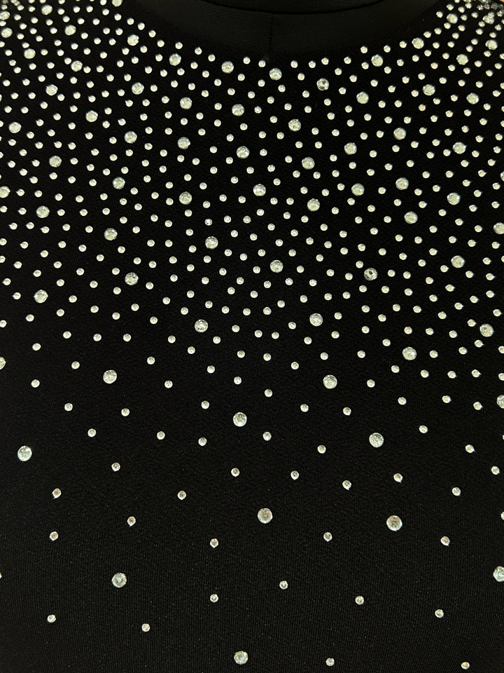 Black High Neck Studded Midi Dress