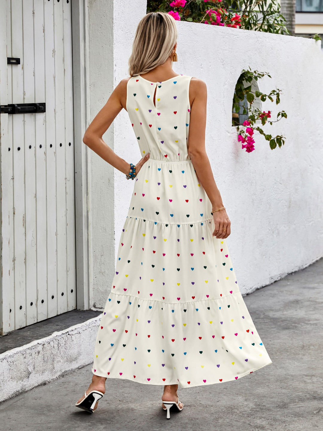 White Sleeveless Fit And Flare Dress