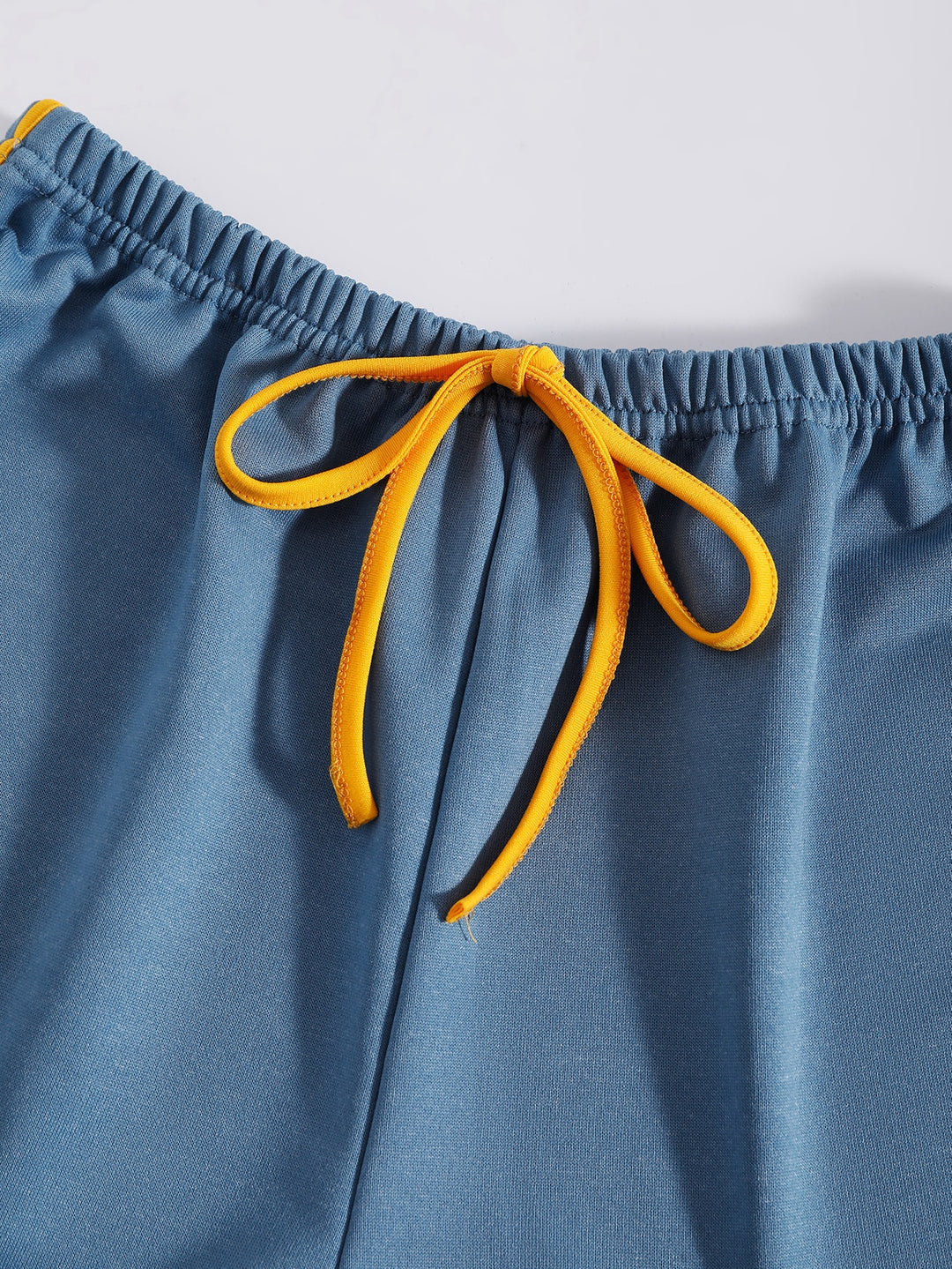 Blue Contrast Hem Printed Shorts