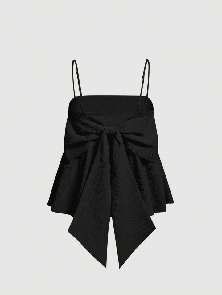 Black Strappy Peplum Top